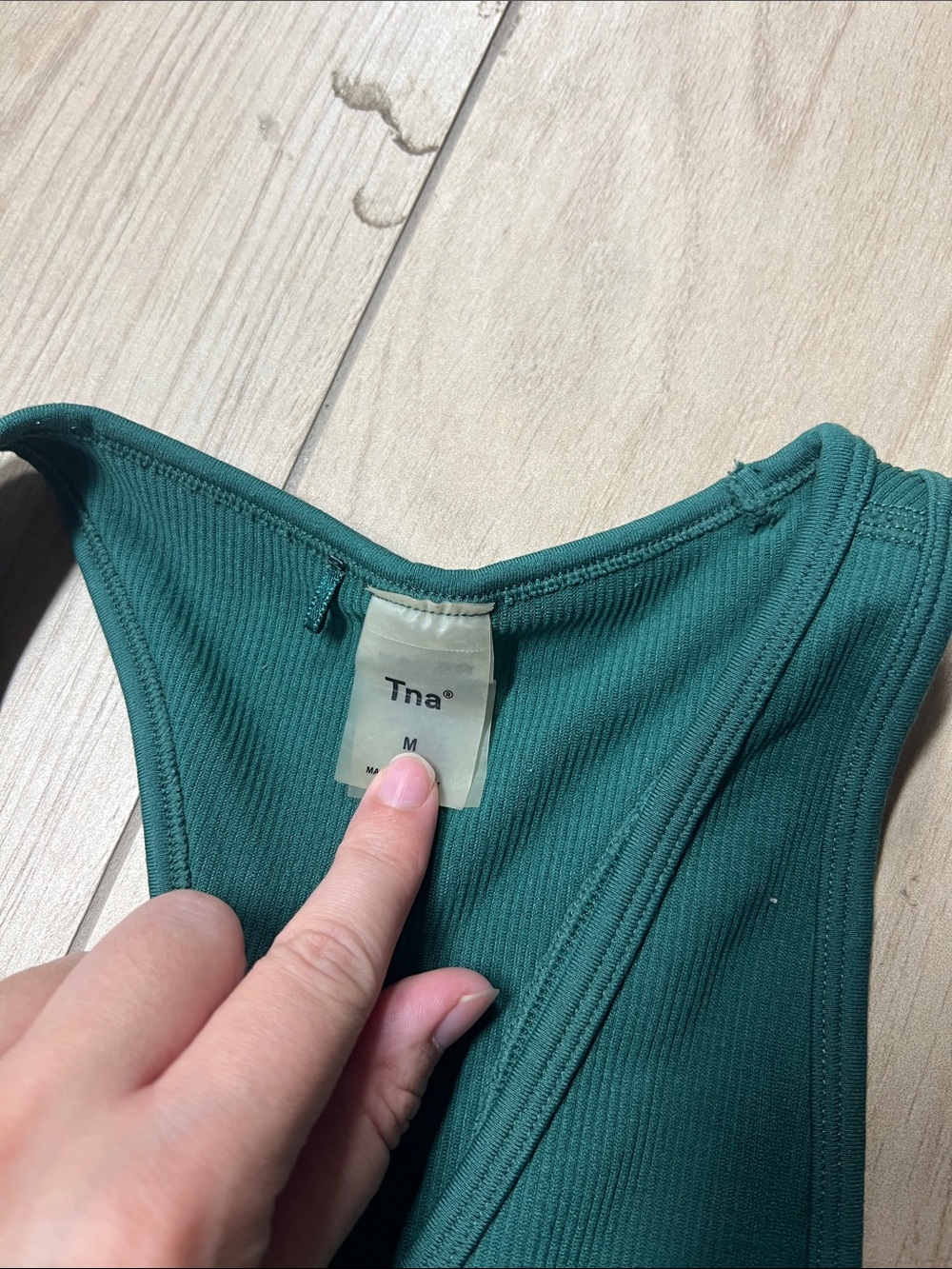 Aritzia Ribbed V‑Neck Racerback Crop Tank - Deep Green - Picture 2 of 5